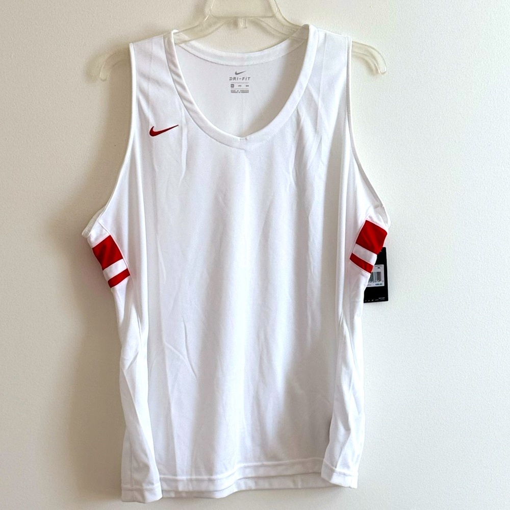 Nike White and Red Sleeveless Jersey NWT